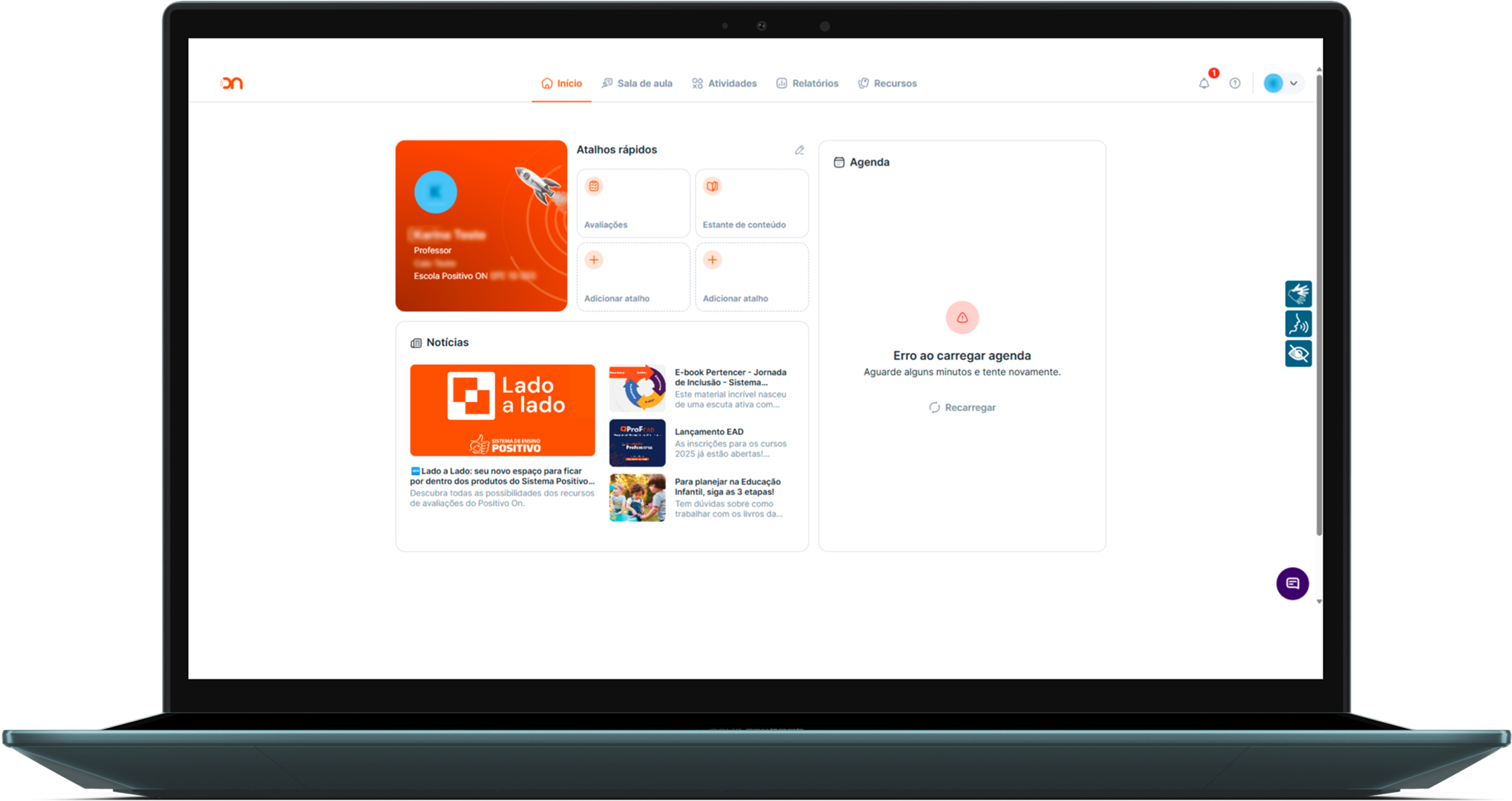 Captura de tela da página inicial da plataforma de ensino da Arco Educação